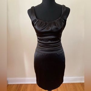 Black Satin Mini dress  with pink lining size 3/4